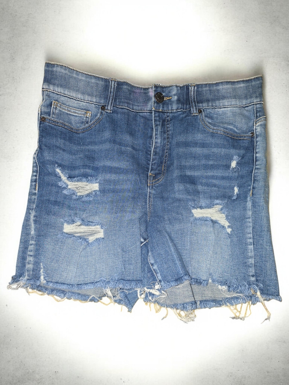 New York & Company Distressed Blue Denim Shorts